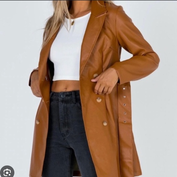NWT Faux Leather Trench Coat - Picture 1 of 5